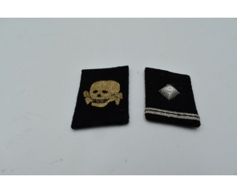 Two SS Collar Patches, Skull &amp; Pip