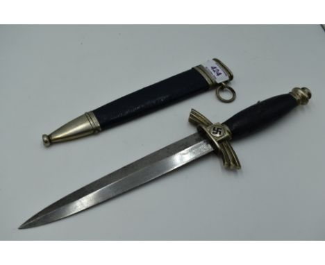 A German Third Reich DLV Dagger with black grip and swastika motif, blade F &amp; A Helbig Steinbach, with black scabbard
CON