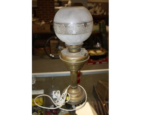 A VINTAGE BRASS OIL LAMP CONVERSION 