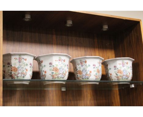A SET OF FOUR ORIENTAL STYLE CERAMIC JARDINAIRES 