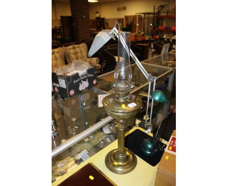 A BRASS OIL LAMP