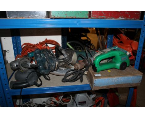 A SELECTION OF POWER TOOLS TO INCLUDER A LARGE ANGLE GRINDER
