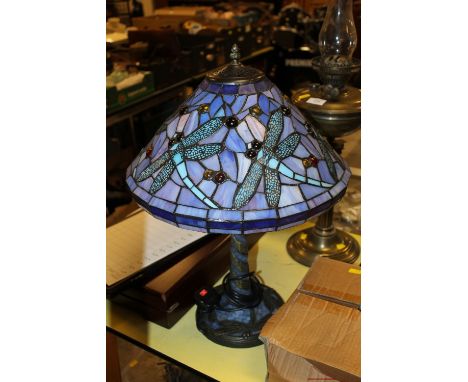 A LARGE TIFFANY DRAGONFLY LAMP