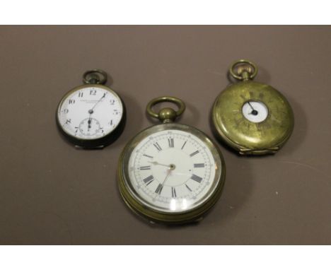 A BRASS OPEN FACES CHRONOMETER, POCKET WATCH & HALF HUNTER (3)