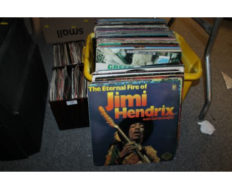 THREE BOXES OF LPS AND SINGLE RECORDS TO INC JIMI HENDRIX