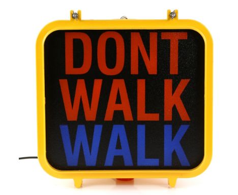 Vintage New York Don't Walk / Walk' back lit crosswalk sign by Indicator Control Corp, 48 x 47 x 22cm       Only minor surfac