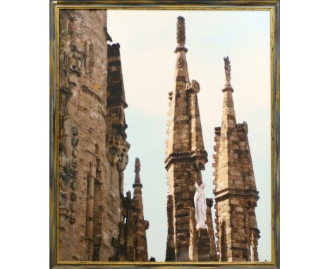 A framed print on canvas of a cathedral (possibly Sagrada Familia), 152  x 128cm        