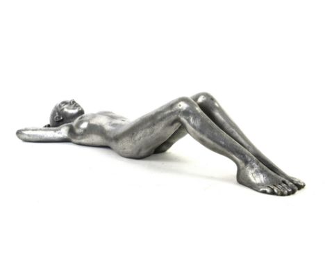 Two Compulsion Gallery pewter coated resin wall art plaques in the form of nude ladies, H.88cm (2). Compulsion Gallery Sculpt