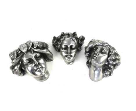 Compulsion Gallery pewter coated resin wall art, wall planters in the form of busts of maidens, largest 18cm (3). Compulsion 