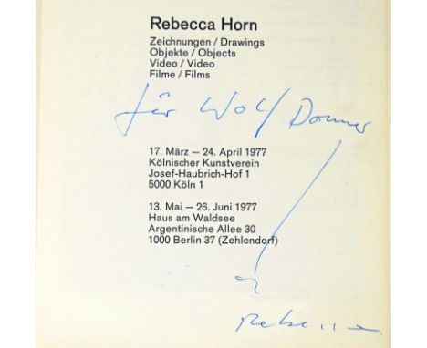 Horn, Rebecca. Zeichnungen / Objekte / Video / Filme. 117 S. Mit zahlreichen Abb. 20,5 x 15 cm. Illustr. OKart. Berlin, Haus 