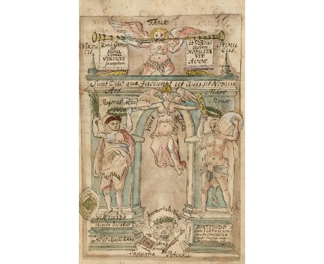 -- Mit über 2000 gezeichneten und kolorierten Wappen und Figuren-- Wappenbuch. "Fama virtutis stimulus sunt duo quae faciunt 