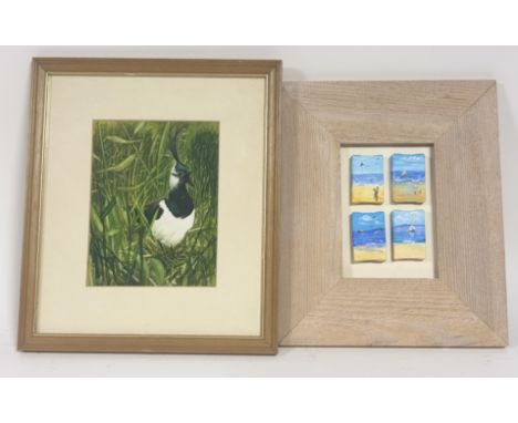 A collection of works comprising, Unknown Artist, a series of four miniature seascape scenes, oil on canvas, framed (each 6cm