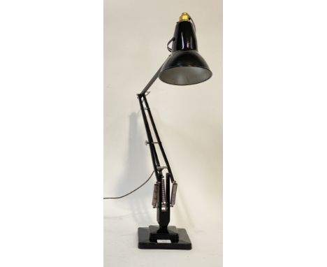 Herbert Terry and Sons, a mid century anglepoise lamp, finished in black paint, on a stepped square base, stamped by maker&nb