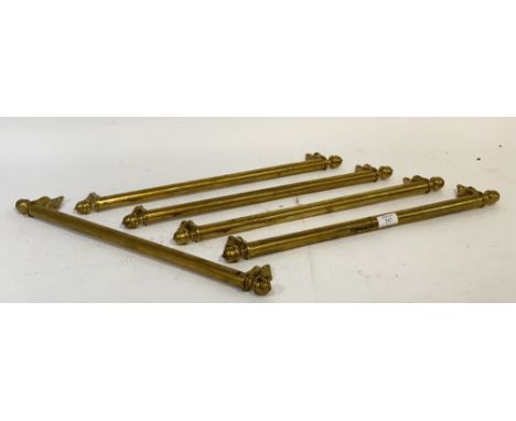 A set of five late 19th century brass sash window handles. L55cm.&nbsp;