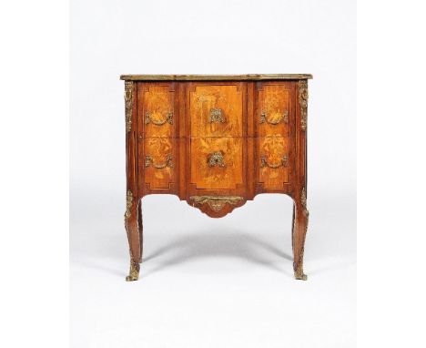 ϒ A rosewood, bois satine and specimen marquetry commode, in Louis XVI style, 19th century, gilt metal mounted throughout, th