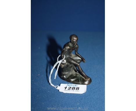 A small early souvenir Bronze of the seated Hermes after the ancient work by Lysippos found at the Village de Papyrir in 1758