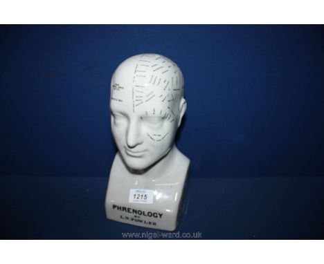 A grey ceramic Phrenology head by L.N. Rowler who studied the parts of the skull for thirty years.