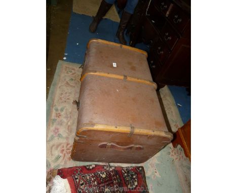 A bent-wood bound Canvas Trunk.