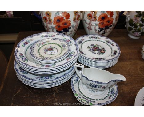 A Copeland Spode 'Avondale' part dinner service including six dinner plates, six bowls, sauce boat etc.