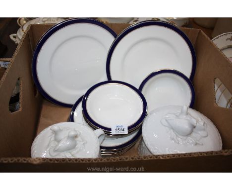 Two Royal Worcester game/casserole dishes and a quantity of dinnerware