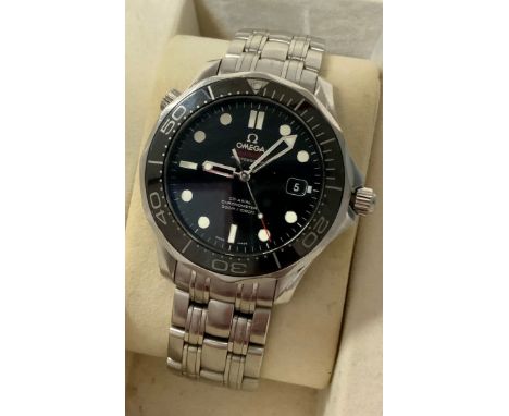 Omega  - a Seamaster professional gentlemans Co-Axial Chronometer 300 Stainless Steel wristwatch, black dial, dot and baton h