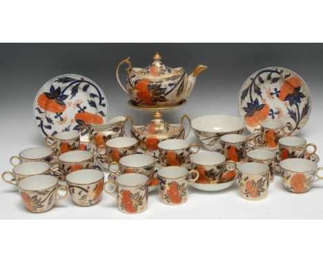 A Newhall pattern 300 part tea and coffee service, comprising boat shaped teapot, cover and stand, sucrier and cover, eight c