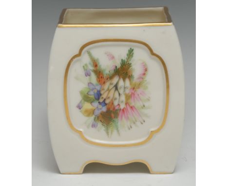 A Royal Worcester Aesthetic Movement shaped square table-top jardinière, of Oriental form, painted by George Hundley with flo