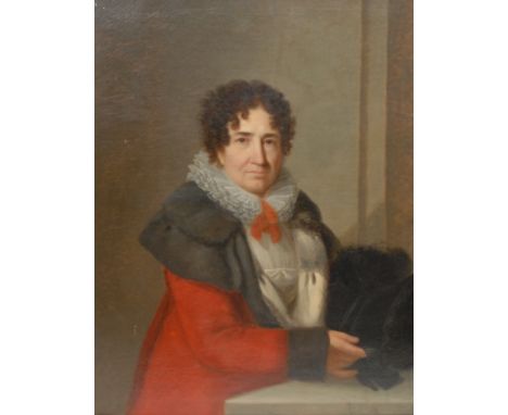 French Empire School (first-quarter, 19th century) Portrait of a Lady, half-length, her brown hair dressed in ringlets, a rib