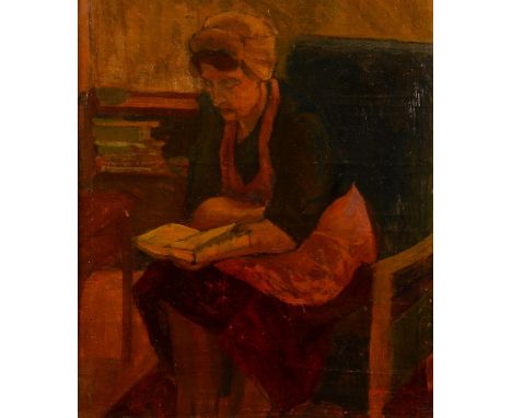 British School (early 20th century)Portrait of a Lady Readinginscribed to verso L Robinson, oil on canvas, 53cm x 45cm 