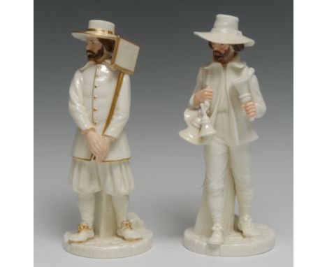 A Royal Worcester figure, modelled by James Hadley, Criers of London, Ye Ratte Killer, picked out in gilt, 19.5cm high, print