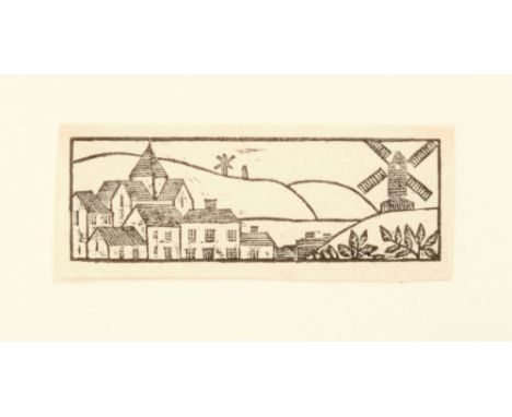 Eric Gill (1882-1940) wood engraving, View of Ditchling 1918, (Skelton P138), 5.8 x 1.8cm. Designed for Ditchling Women’s Ins