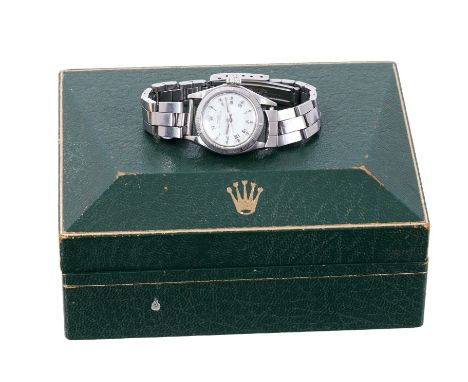 Ladies' Rolex Oyster Perpetual vintage stainless steel wristwatch, model 6723, serial number 3332755, circa 1974. The circula