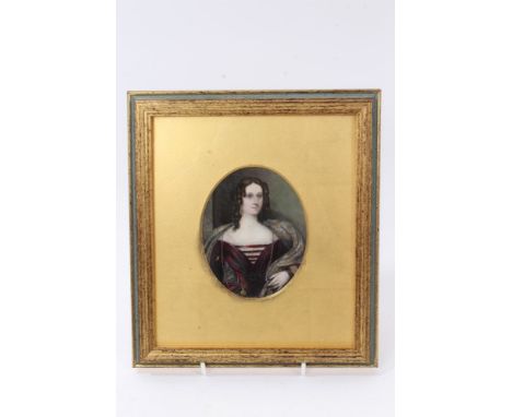 English School, circa 1825, portrait miniature on ivory of a lady named verso as Eliza Brooks, oval, 10 x 8cm, glazed frame