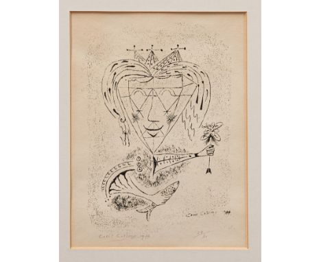 *Cecil Collins (1908-1989) signed limited edition lithograph - A Fool with a Fish, 23/30, dated 1944, in glazed frame, 23cm x