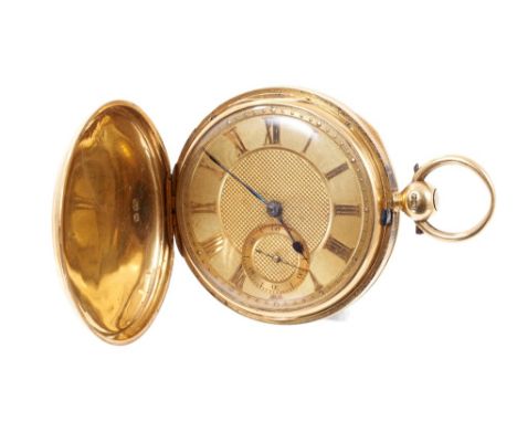 George IV gentlemen’s 18ct gold full hunter pocket watch with fusee movement signed Gudgeon, Bury, No.1448, the circular gold