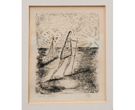 *Cecil Collins (1908-1989) signed limited edition lithograph - The Pilgrim, 1945, numbered 24/25, in glazed frame, 19cm x 15c