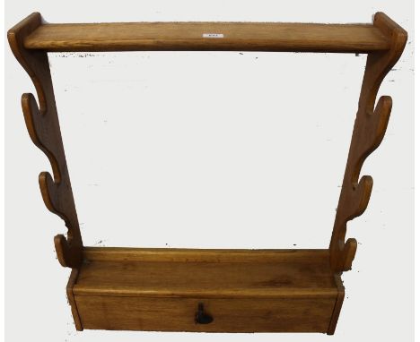 Hand-made light oak gun rack / fishing rod rack with lockable compartment below, 74cm wide x 89cm high