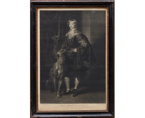 Van Dyke 18th century mezzotint by Richard Earlom - portrait of James Stuart, Duke of Richmond, published 1773, scratch lette