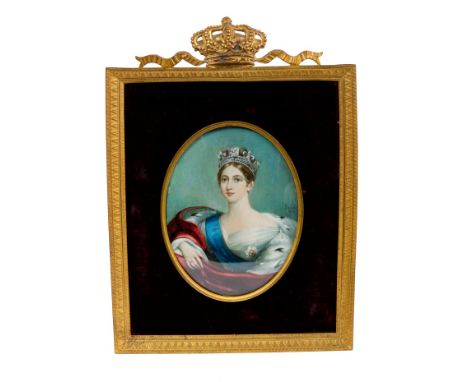 Attributed to William Fowler (1796-1880), portrait miniature on ivory of Queen Victoria, signed and dated 1840, oval, 13 x 10