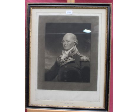 J. Ramsay 18th century mezzotint by H. Meyer - portrait of Admiral Sir Charles Cotton, circa 1790, proof before title and pub