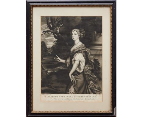 Sir Peter Lely 18th century mezzotint by Thomas Watson - portrait of Elizabeth Countess of Northumberland, published 1779, a 