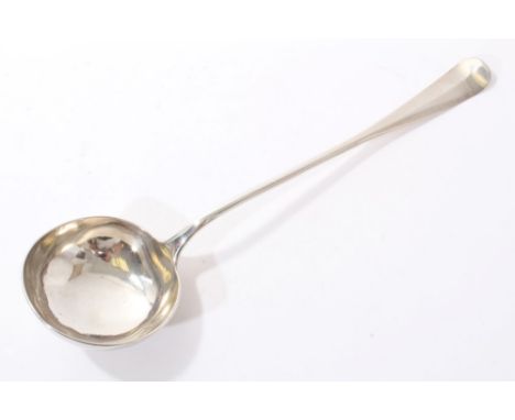 George III Scottish silver Hanoverian pattern serving ladle with engraved initials. (Glasgow 1784), Milne &amp; Campbell. All