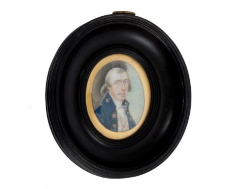 English School, early 19th century - portrait miniature on ivory of Thomas Goble, Naval Officer and Secretary to Nelson, insc