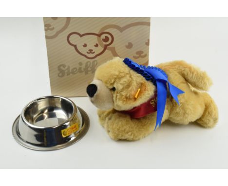 Boxed Steiff bears 1st place dog with bowl (2).  