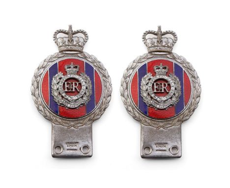 Two J R Gaunt of London military regiment car badges, Royal Engineers, 15cm tall.  