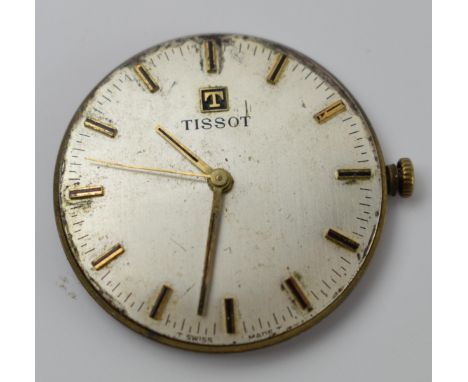 Tissot watch dial and movement, sold as spares.  