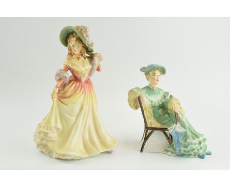 Royal Doulton figures to include Katie HN3360 and Ascot HN3356 (2).  In good condition with no obvious damage or restoration.