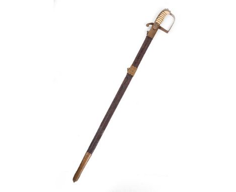 British Georgian 1805 Pattern Naval Officer's Spadroon, with straight 31.75'' fullered blade with etched decoration and emble