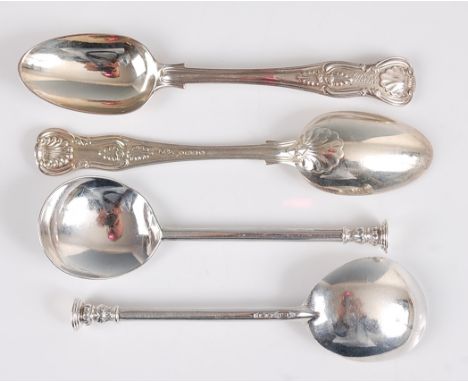 A set of six Victorian silver teaspoons, in the Kings pattern, each with monogrammed terminals, 6.7oz, maker Chawner &amp; Co