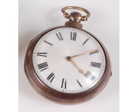 A mid-Victorian gent's silver pair-cased pocket watch, the white enamel dial with Roman numerals, chain driven fusee movement